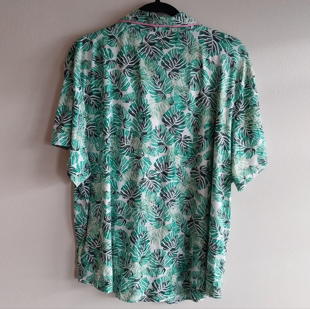 Room Service Green & White Tropical Leaf Print Cropped Pajama Set NWOT - Picture 3 of 7